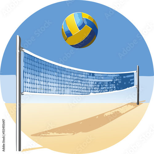 Sport d’été : scène de volley avec ballon