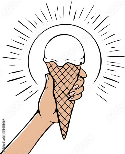 un glace dans une main