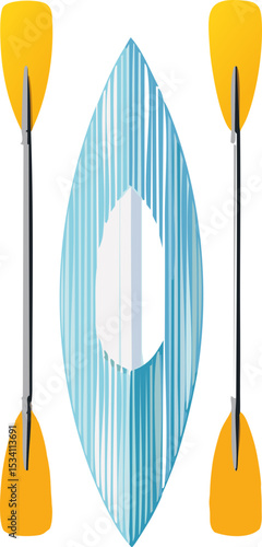 Icône de kayak bleu avec double pagaie