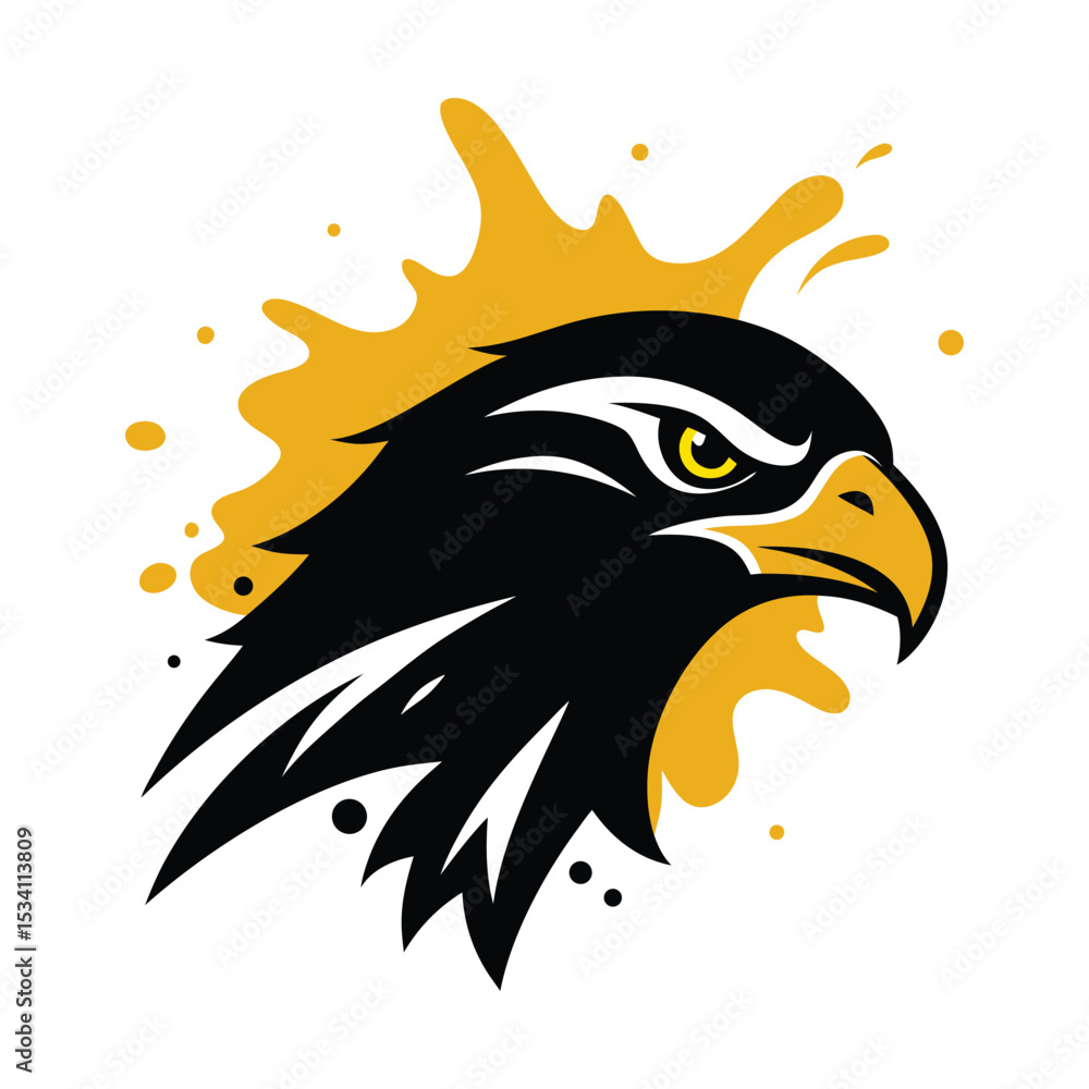 Fototapeta premium falcon head emerging from paint splash vector