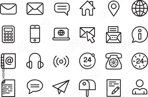 Collection of Contact Us Icons Communication, Support, and Connection Symbols