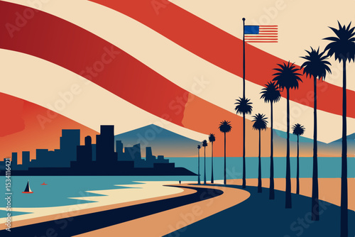 los angeles skyline at sunset