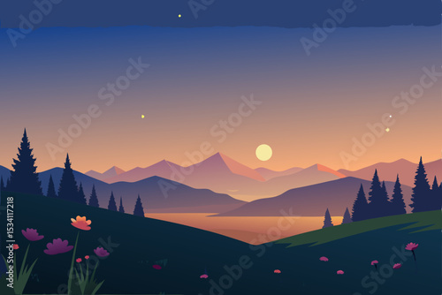sunset in the mountains