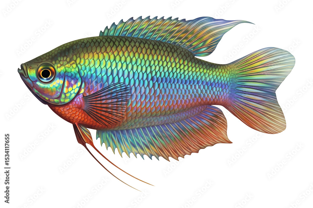 Fototapeta premium Explore the beauty of gourami fish species a colorful aquarium pet for fishkeeping enthusiasts today on transparent background