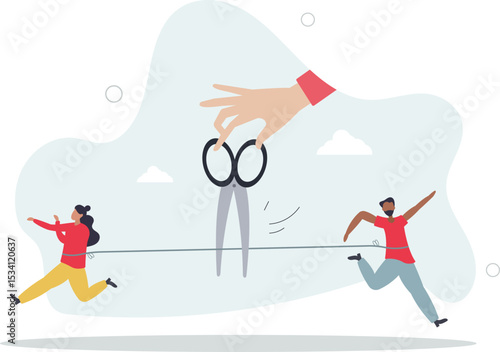 Divorced couple, separation of broken marriage end of relationship concept. character life .