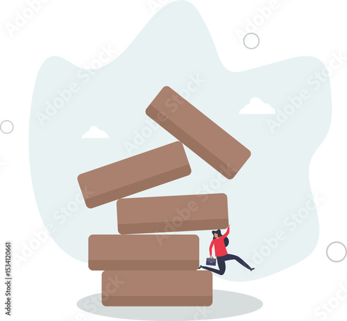 Investment risk, failure or mistake for greedy decision, business strategy to be careful and balance on instability and uncertainty concept. character life .