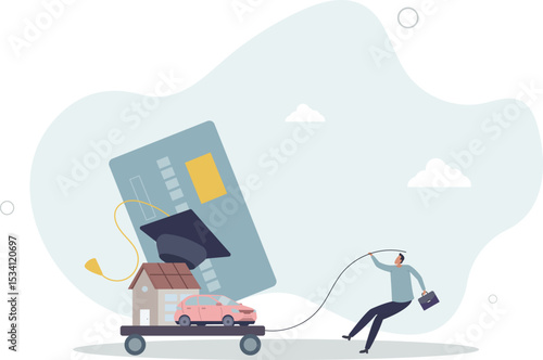 Debt, cost of living or expense to pay for, financial obligation for lifestyle concept. character life .