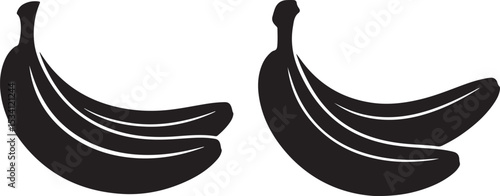 Two Black Silhouette Bananas Bunch Illustration