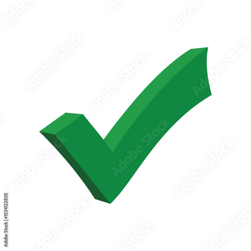 Green Check Mark 3d Vector Icon Bold Approval and Success Symbol