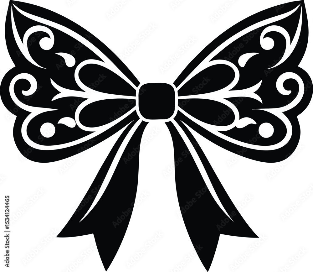 Fototapeta premium Ornate Black Bow Silhouette