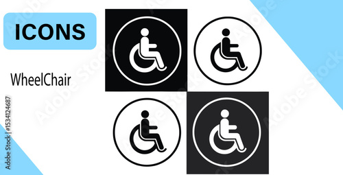 Disabled Handicap Icon Vector – Wheelchair Illustration Sign Collection | Pro Vector Set for Accessibility Design