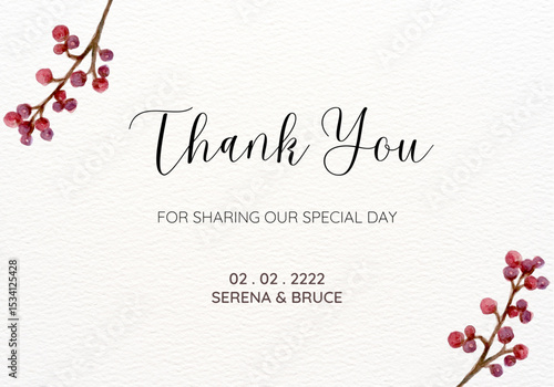 Floral and Water color Thankyou card