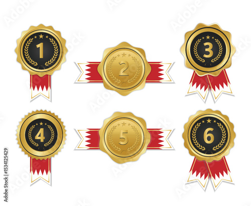 Golden award medal with bahrain flag ribbons for winners