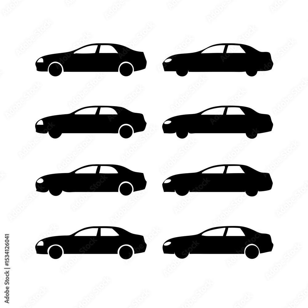 set of cars silhouettes set of cars silhouettes