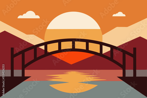 bridge over the river at sunset