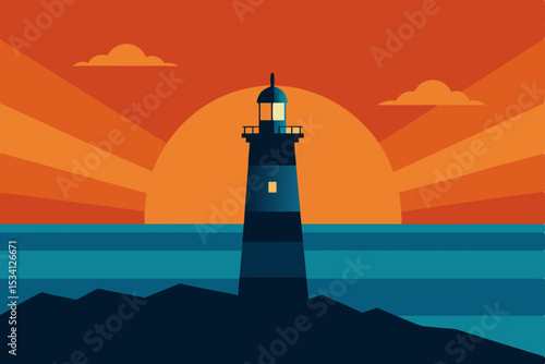 lighthouse in the sunset