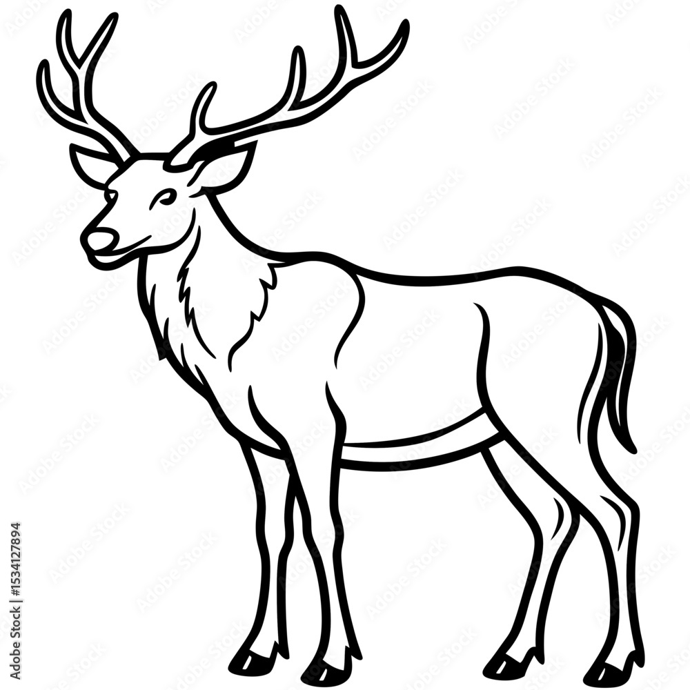 Fototapeta premium Minimal Elk Outline Vector 