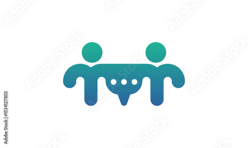 Two Friend Chat Logo Design – Minimalist Two People Chat Bubble Symbol for Friendship, Communication, and Social Connection Branding