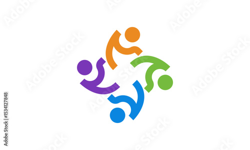 Abstract Group Logo Design – Modern Minimalist Symbol Representing Teamwork, Collaboration, and Unity