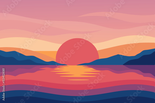 gentle waves on a lake at sunset