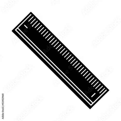 Find black ruler for measuring distance and length in school office or engineering work tool use