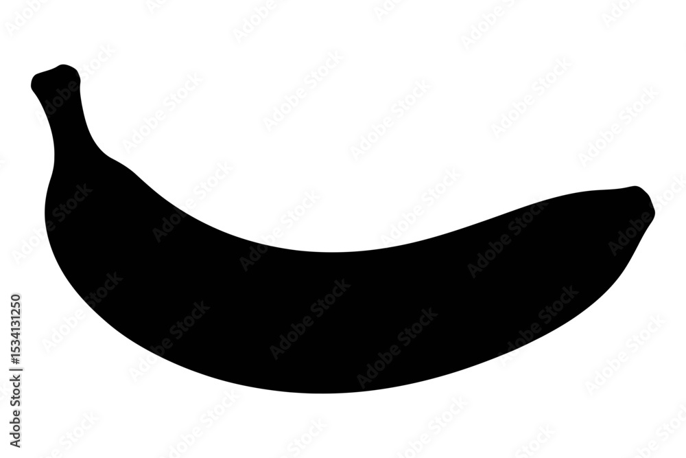 Silhouette Vector of a Banana on White Background Silhouette Vector of a Banana on White Background