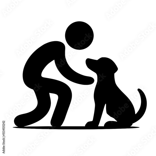 Silhouette of person training dog in obedience and companionship