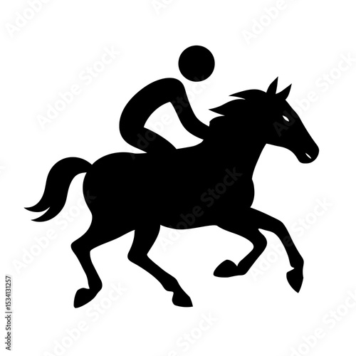 Silhouette Vector of Horse and Rider in Motion on White Background