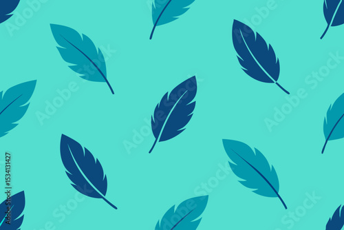 Seamless feather and leaf vector pattern illustration with nature-inspired elements