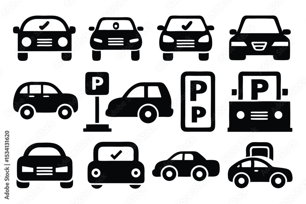 Obraz premium Car Icon Vector Set Isolated on White