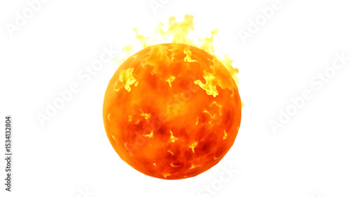 Fire flame ball on white background