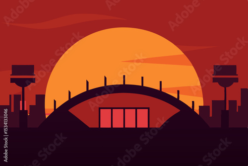 silhouette of industrial factory