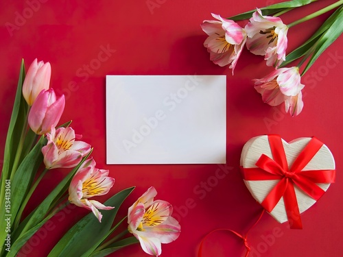 top view of blank paper greeting card