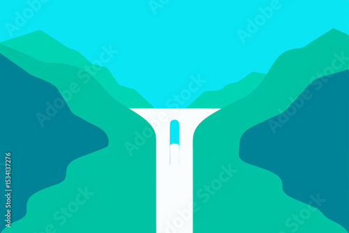 Architectural column against an abstract blue sky, symbolizing monumental design and natural light