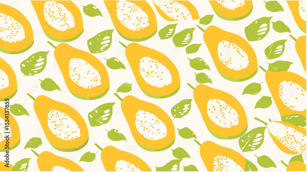 Tropical delight Vibrant papaya slices and lush leaves evoke summertime freshness a modern playful Tropical delight Vibrant papaya slices and lush leaves evoke summertime freshness a modern playful