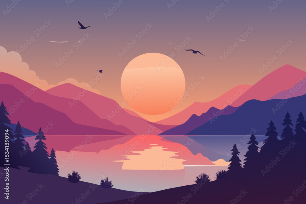 Fototapeta premium sunset in mountains