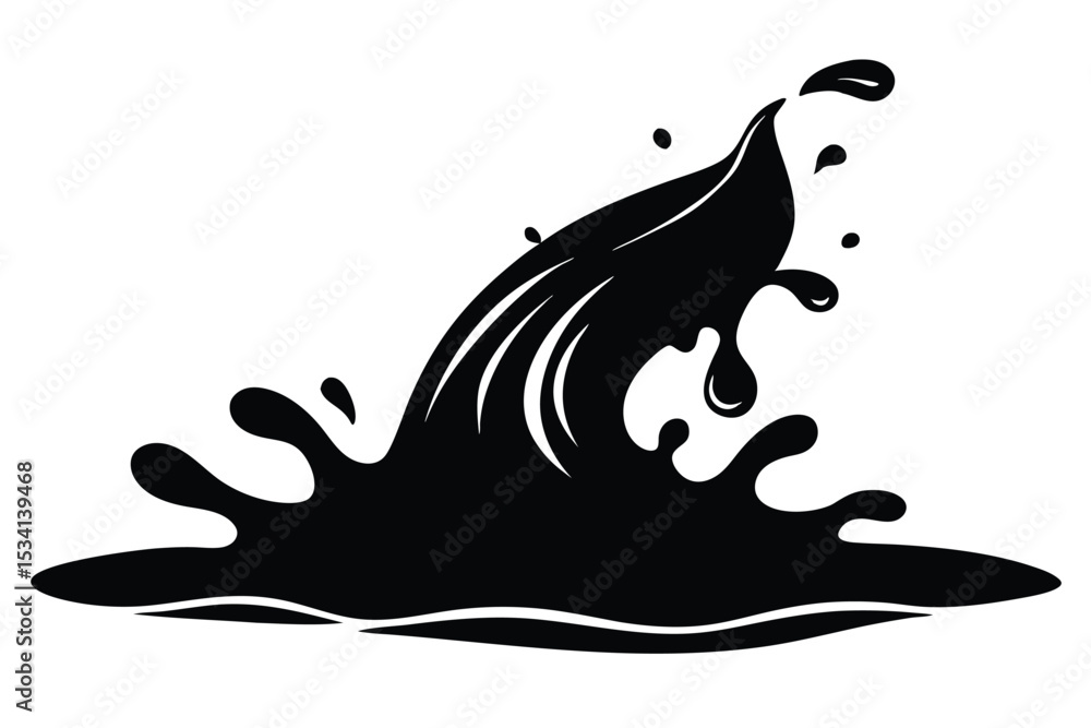 Obraz premium Striking Black Silhouette of Splashing Liquid, Abstract Graphic Illustration, Vector Art