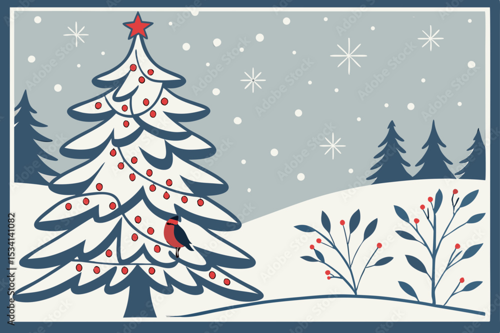 Obraz premium christmas tree in snow