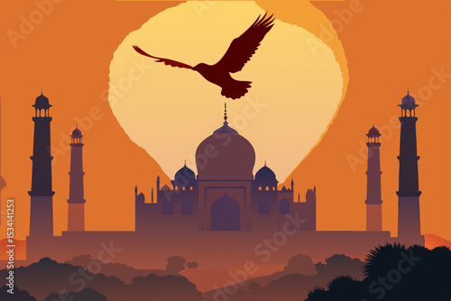 taj mahal at sunset