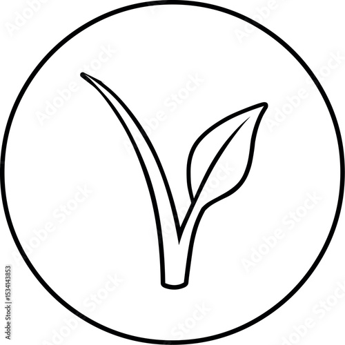Illustration of vegan food icon vector illustration of a plant sprout in a circle for vegan products and lifestyle symbol 100 vector