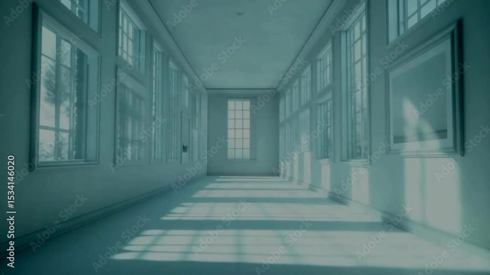 Architectural Serenity: An Empty Hallway Bathed in Soft Light and Refined Design Architectural Serenity: An Empty Hallway Bathed in Soft Light and Refined Design