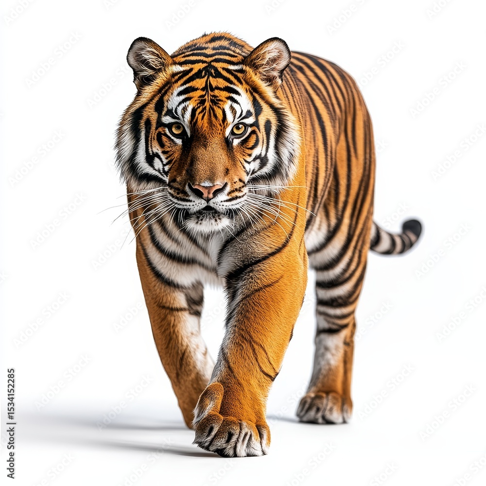 Obraz premium Majestic Tiger Walking Gracefully with Intense Eyes