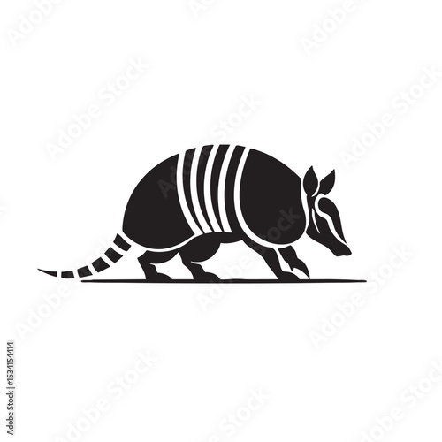 Striped Armadillo A Striking Silhouette Illustration