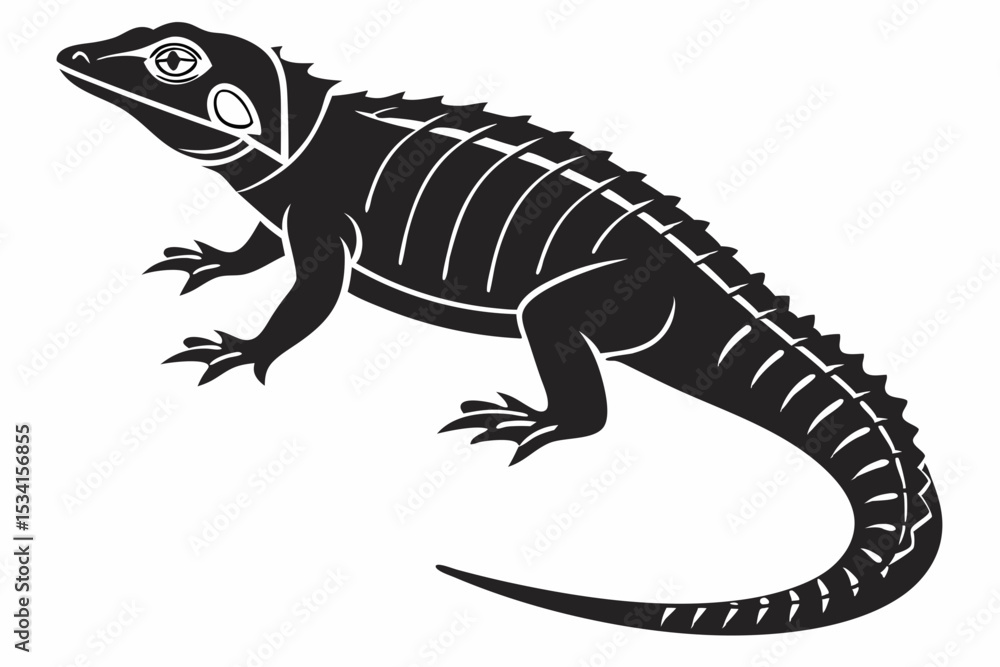 Naklejka premium crocodile skink sihouette black vector