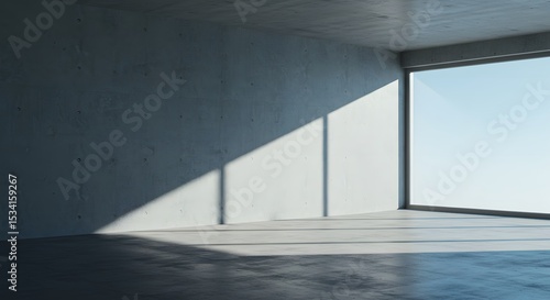  Diagonal light casting strong contrast on concrete walls   minimalist elegance in pure geometry 