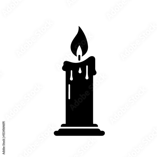 Candle with Flame Silhouette