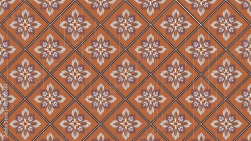 Seamless brown floral ethnic ikat texture  design