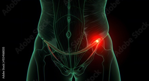 Human Anatomy 3D Model: Inguinal Ligament Pain and Hip Joint Visualization
