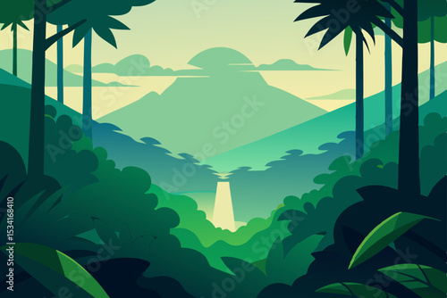 tropical island with palms