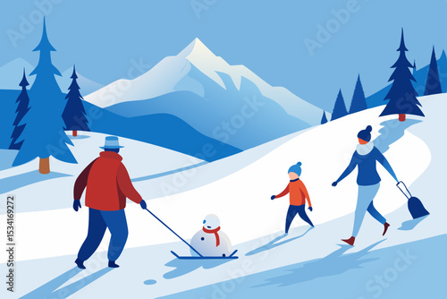 skiing in the mountains